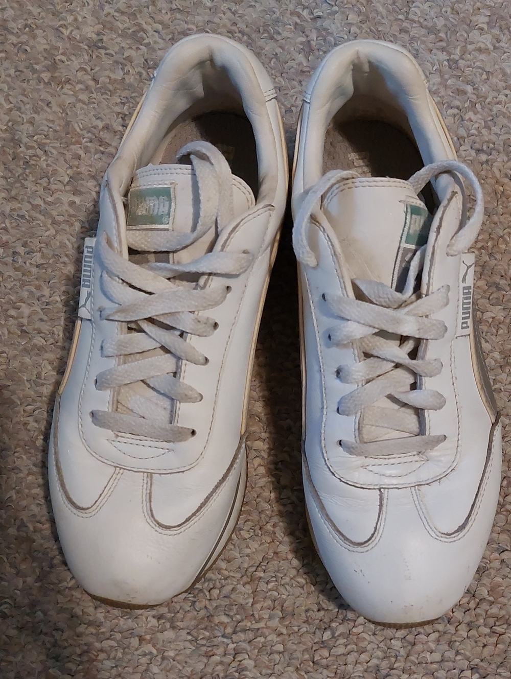 White Puma Sneakers With Silver Detail